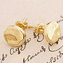 Organic Round Stud Gold Plated Silver Earrings, thumbnail 1 of 8