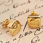 Organic Square Stud Gold Plated Silver Earrings, thumbnail 1 of 5