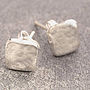 Organic Square Stud Gold Plated Silver Earrings, thumbnail 2 of 5
