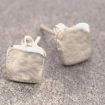 Organic Square Stud Gold Plated Silver Earrings, 2 of 5