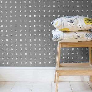 Nursery Wallpaper For Children And Kids Notonthehighstreet Sugar And Slugs Word Search Wallpaper Grey