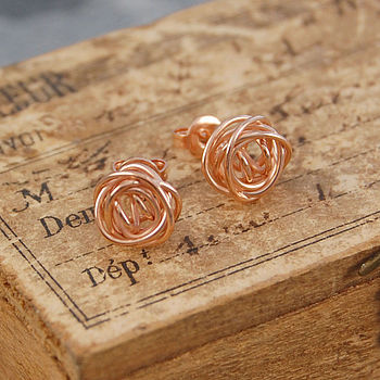 Nest Rose Gold Plated Silver Stud Earrings, 2 of 5