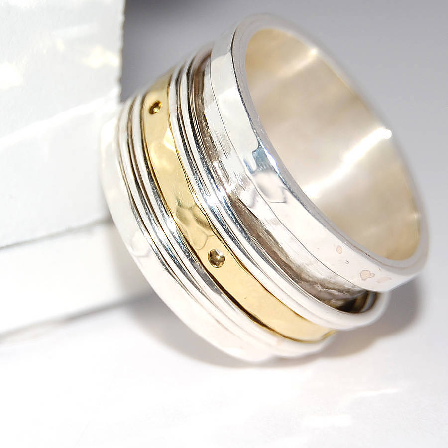  Silver  And Gold  Spinning Band  Ring  By Otis Jaxon 
