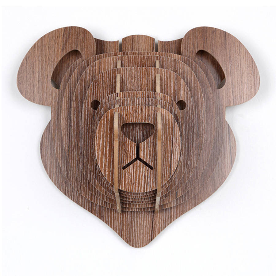 Wooden Animal Trophy Head Bear By MyHaus