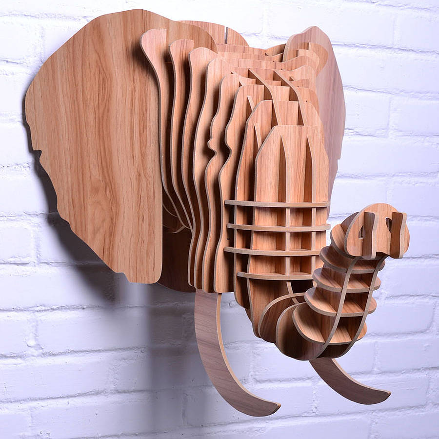 Wooden Animal Trophy Elephant By Myhaus Notonthehighstreet Com Wooden Animal Trophy Elephant
