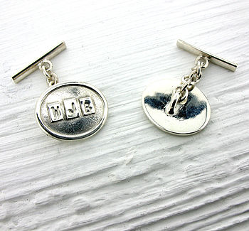 Sterling Silver Personalised Oval Cufflinks, 3 of 4