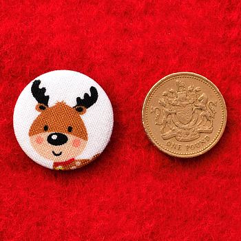 ''Santa And Reindeer'' Christmas Stocking Filler Badges, 2 of 2