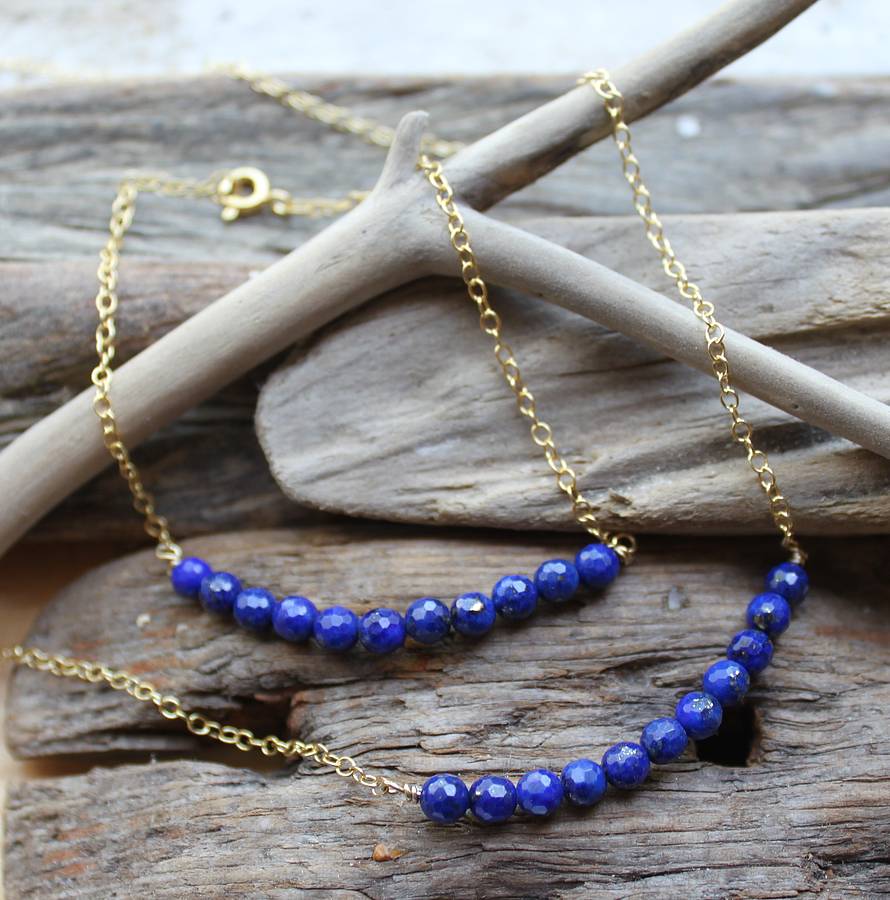 Lapiz Lazuli Personalised Bead Bar Necklace By Marie Walshe Jewellery Notonthehighstreet Com