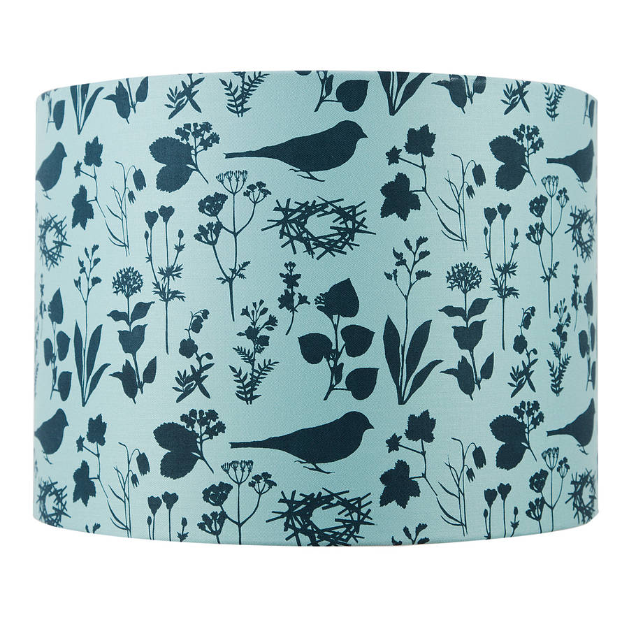 Birds And Flowers Handprinted Lampshade By Particle Press Birds And Flowers Handprinted Lampshade