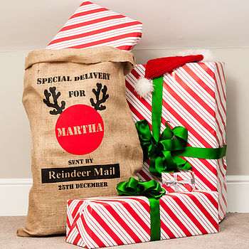 Personalised Reindeer Mail Christmas Sack, 2 of 2