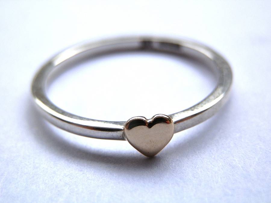 gold heart and silver stacking ring by kirsty taylor jewellery ...