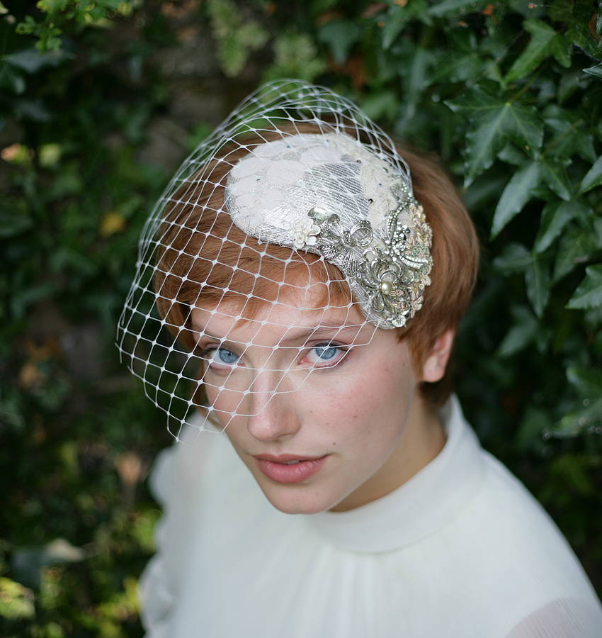 Vintage Inspired Bridal Headdress With Veil, 1 of 3