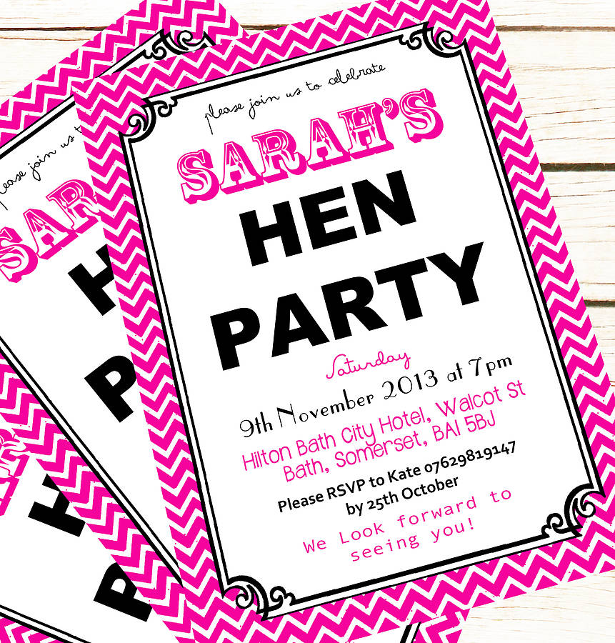 personalised 'hen party' invites by precious little plum