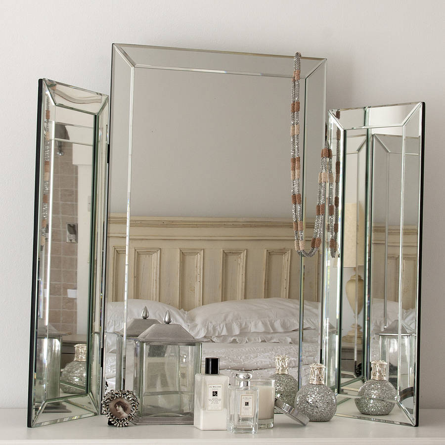 Large Bevelled Dressing Table Triple Mirror