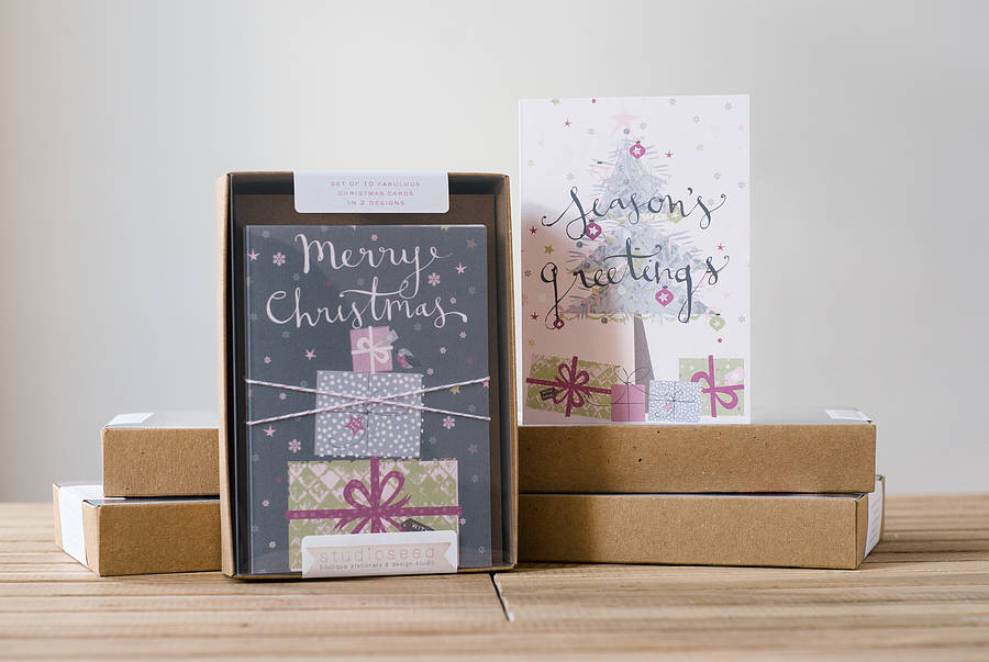Boxed Set Of 10 Contemporary Christmas Cards By Studio Seed | notonthehighstreet.com