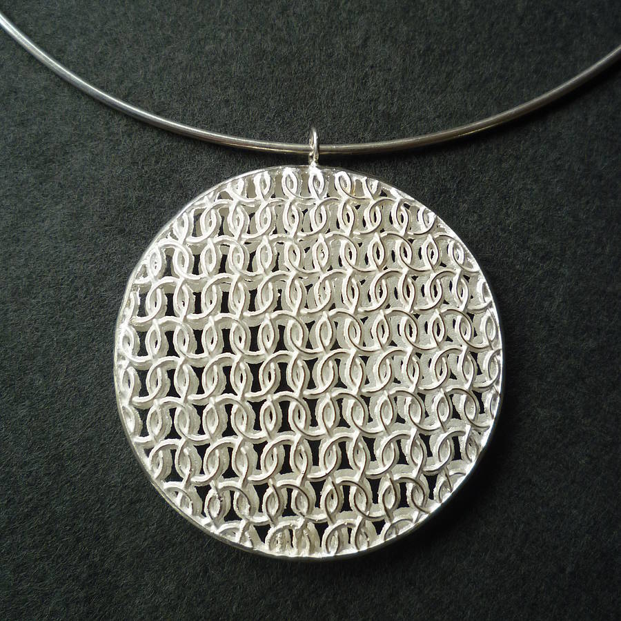 Silver Circular Double Domed Necklace By Kate Holdsworth Designs