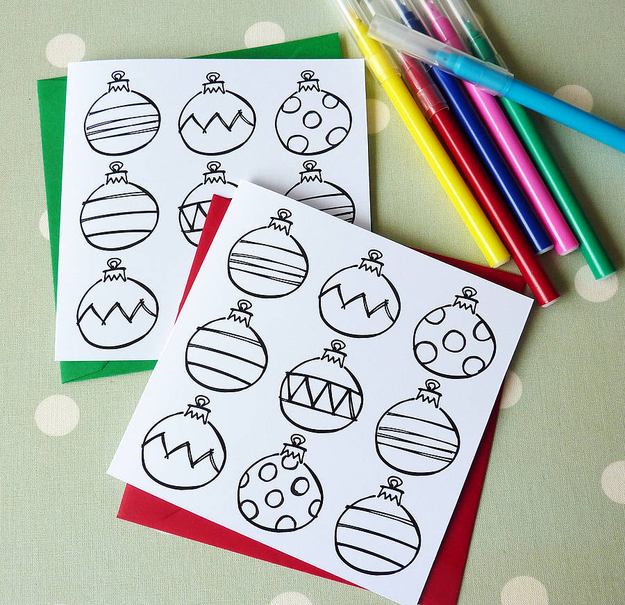 Colour In Christmas Bauble Cards By Little Cherub Design ...