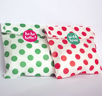 Spotty Christmas Party Bags And Stickers, 6 of 8
