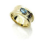 Small Gold Blue Topaz Drum Ring, thumbnail 1 of 4
