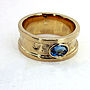 Small Gold Blue Topaz Drum Ring, thumbnail 2 of 4