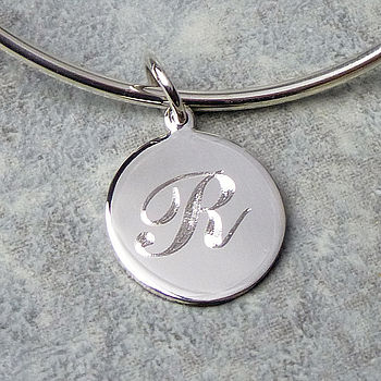 Solid Silver Initial Bangle, 2 of 6