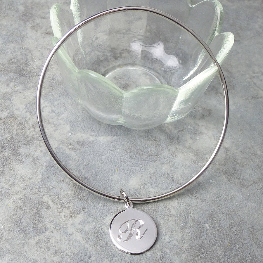 Solid Silver Initial Bangle, 1 of 6