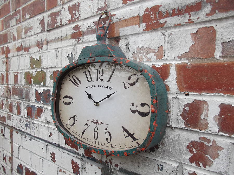 Distressed Industrial Wall Clock By Woods Vintage Home Interiors