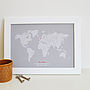 Personalised Map Of The World Heart Print, thumbnail 2 of 3