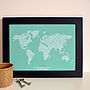 Personalised Map Of The World Heart Print, thumbnail 1 of 3