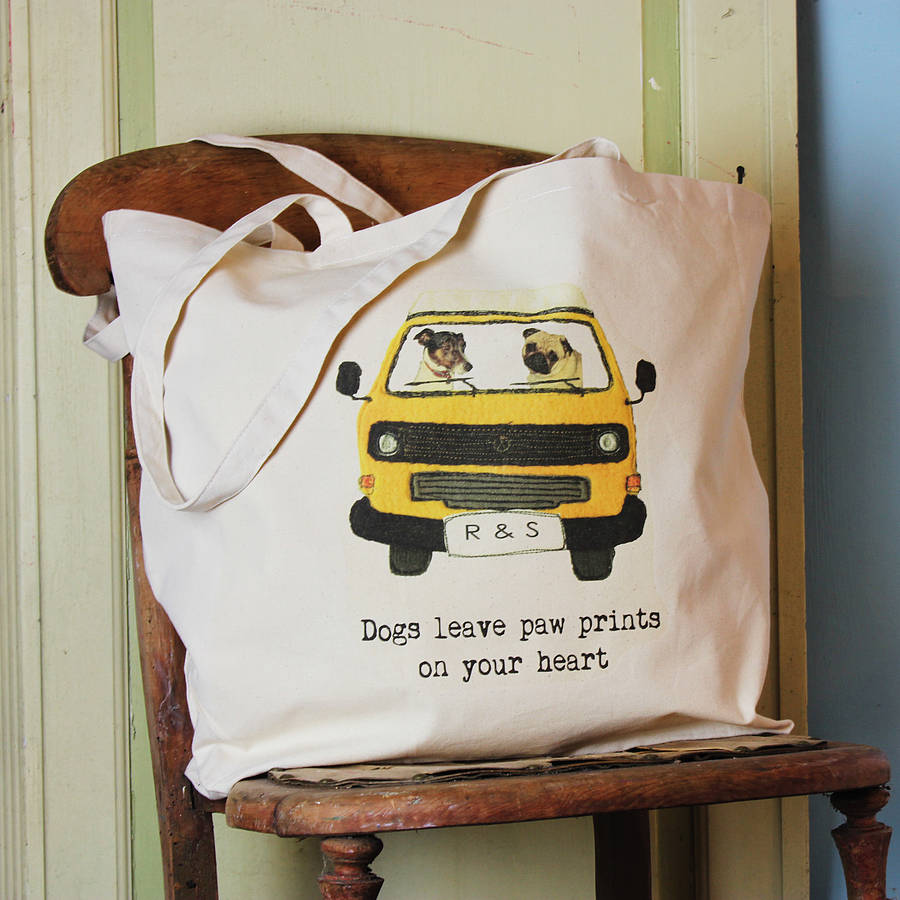 personalised dog and campervan tote bag by snapdragon ...