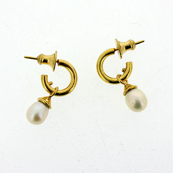 Silver Or Gold Vermeil Mini Hoop Pearl Earrings, 2 of 6