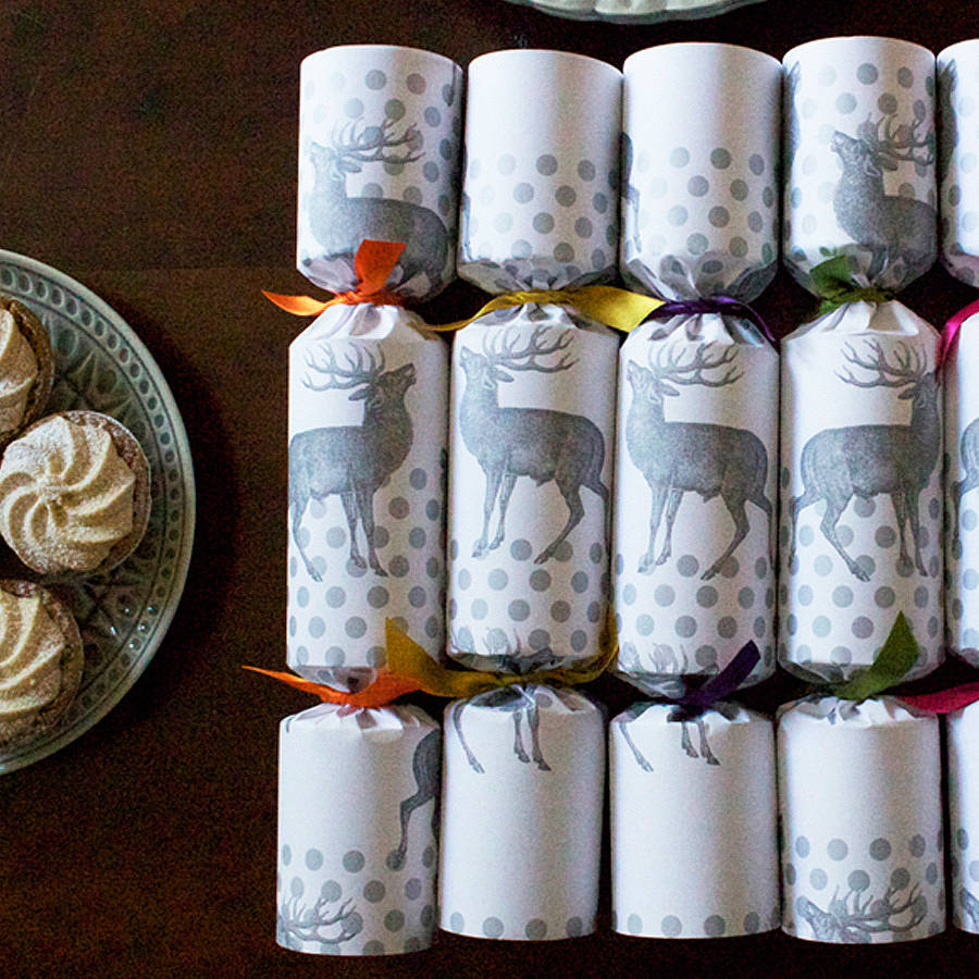 Stag And Spot Luxury Crackers Set Of Six By THORNBACK &amp; PEEL