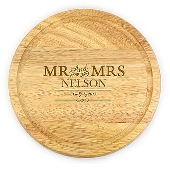 Mr And Mrs Personalised Round Chopping Board, 2 of 2
