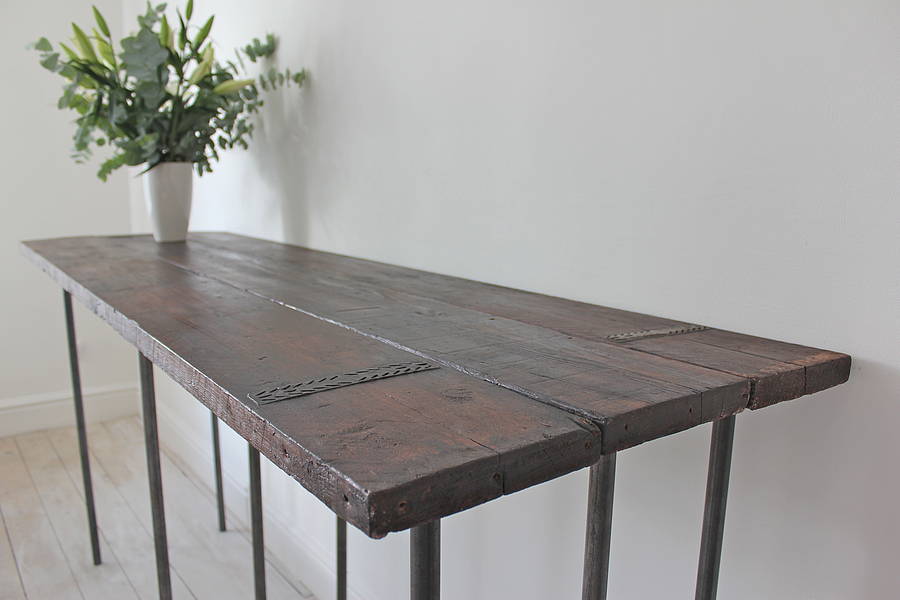 Reclaimed Console Table With Hinged Drop Leaf By Urban Grain