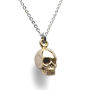 Memento Mori Gold Plated And Silver Skull Necklace, thumbnail 2 of 5