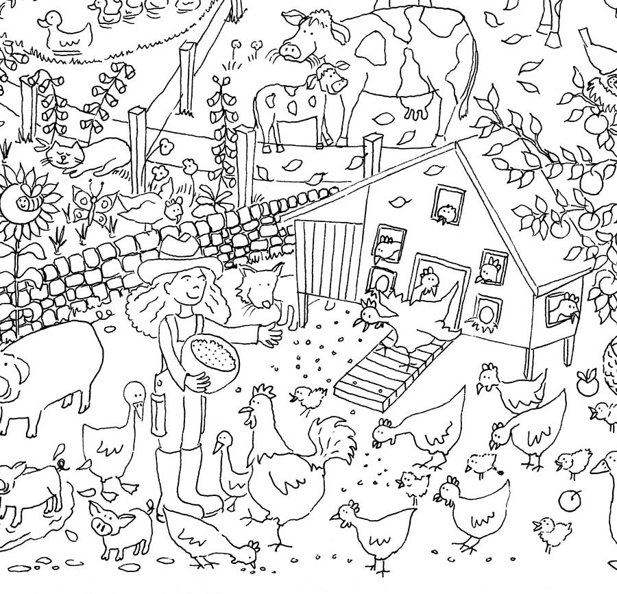 Download Farm Colouring In Poster By Really Giant Posters | notonthehighstreet.com