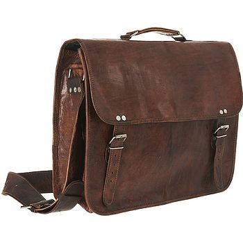 Classic Leather Messenger With Handle, 5 of 7