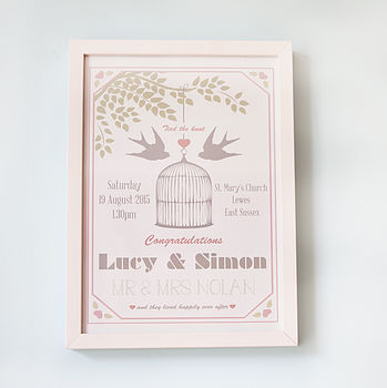 Lovebirds Personalised Wedding Day Print, 2 of 5