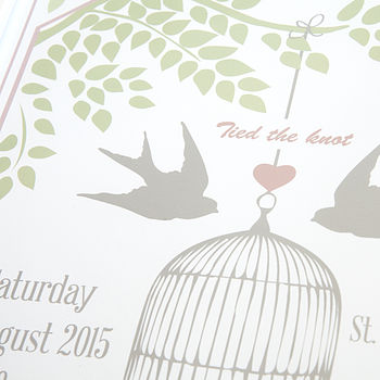 Lovebirds Personalised Wedding Day Print, 3 of 5