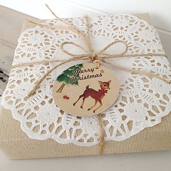 Pack Of 10 Retro Style Festive Deer Christmas Gift Tags, 2 of 3