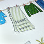 Personalised Children's Blue Washing Line Unframed Print, thumbnail 6 of 9