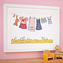 Personalised Children's Pink Washing Line Unframed Print, thumbnail 2 of 10