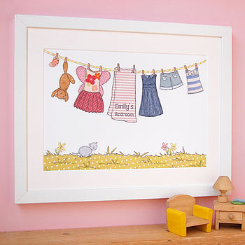 Personalised Children's Pink Washing Line Unframed Print, 2 of 10