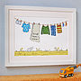 Personalised Children's Blue Washing Line Unframed Print, thumbnail 2 of 9