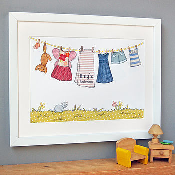 Personalised Children's Blue Washing Line Unframed Print, 8 of 9