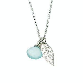 Aqua Chalcedony And Leaf Necklace, 3 of 4