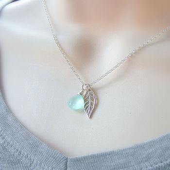Aqua Chalcedony And Leaf Necklace, 4 of 4