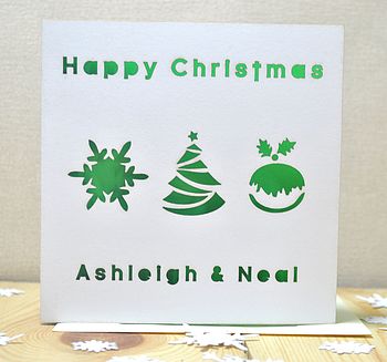 Personalised Laser Cut Christmas Pudding Card, 2 of 3