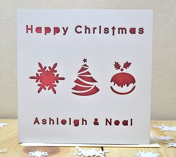 Personalised Laser Cut Christmas Pudding Card, 3 of 3