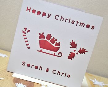 Personalised Laser Cut Christmas Sledge Card, 2 of 3